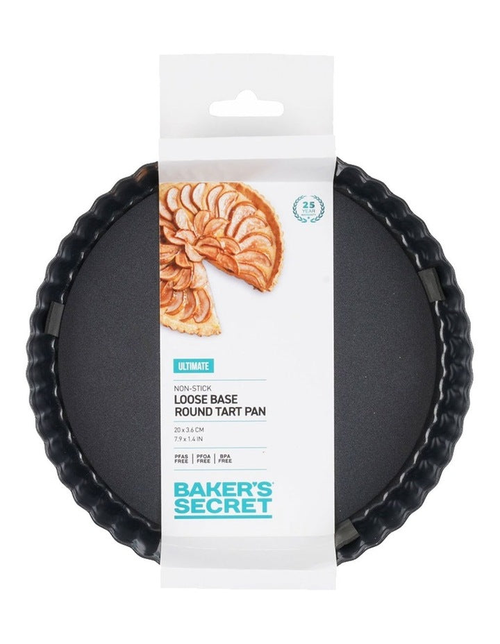 Ultimate Non-Stick Loose Base Round Tart/Quiche Pan 20cm in Black