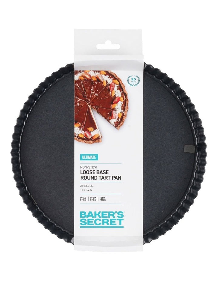 Ultimate Non-Stick Loose Base Round Tart Quiche Pan 28cm in Black