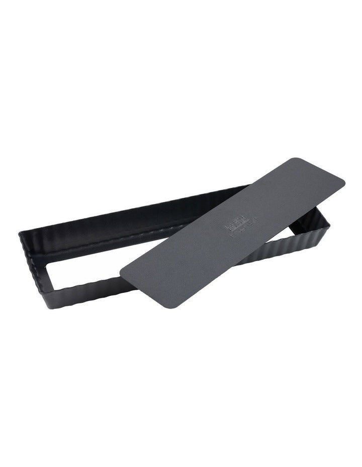 Ultimate Non-Stick Loose Base Rectangular Tart Quiche Pan 35x11cm in Black