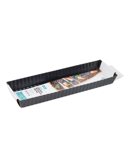 Ultimate Non-Stick Loose Base Rectangular Tart Quiche Pan 35x11cm in Black