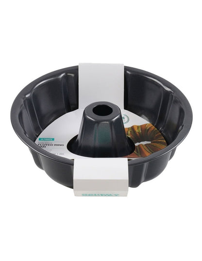 Ultimate Non-Stick Fluted Ring Cake Pan 25.5cm in Black