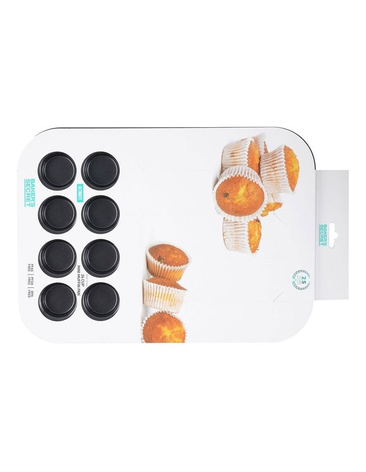 Ultimate Non-Stick 24 Cup Mini Muffin Pan 40x29cm in Black