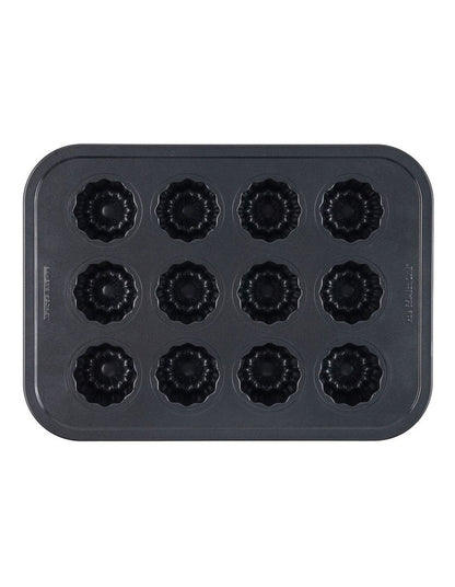 Ultimate Non-Stick 12 Cup Canele Pan 40x29cm in Black