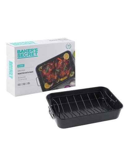 Ultimate Non-Stick Roaster With Rack 38x26cm in Black