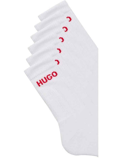 Rib Logo Sports Crew Socks 6 Pack in White
