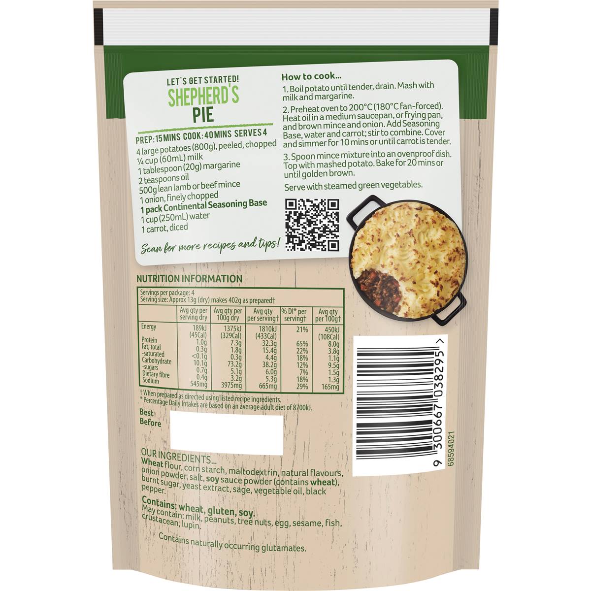 Continental Recipe Base Shepherds Pie Shepherds Pie 50g