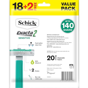 Schick Mens Razor Exacta 2 Disposable Sensitive 18 pack