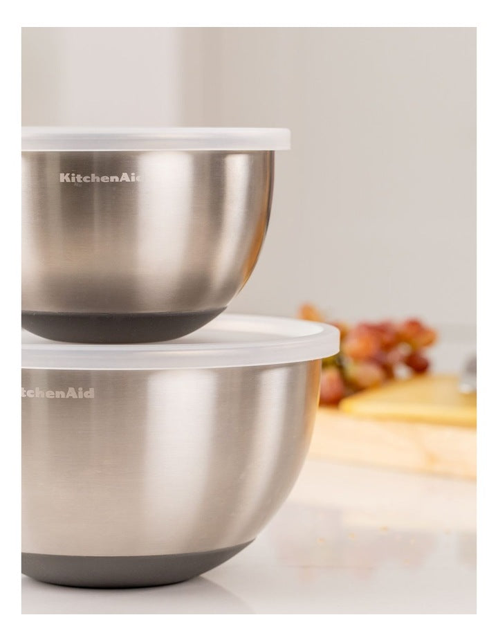Mixing Bowls With Lids Set 2 in Silver
