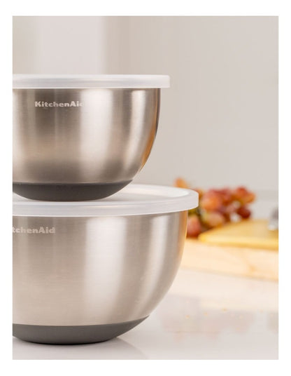 Mixing Bowls With Lids Set 2 in Silver