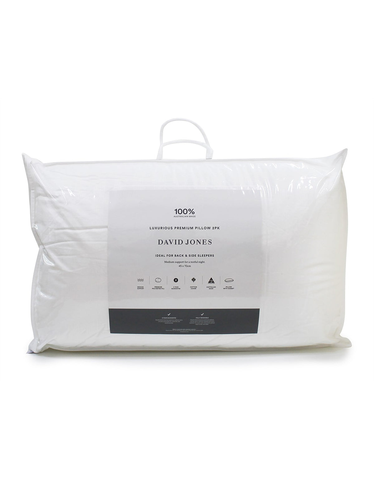 Luxurious Gusseted Premium 45cm x 70cm Pillow Set of 2 White