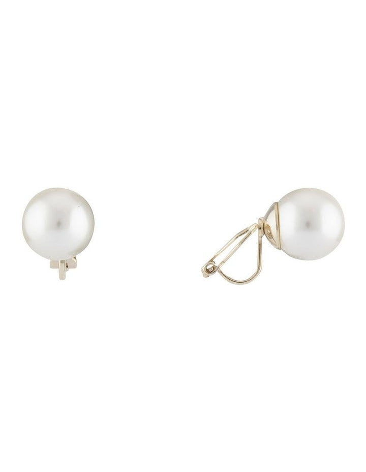 Clip Earrings 12mm in Gold/Pearl