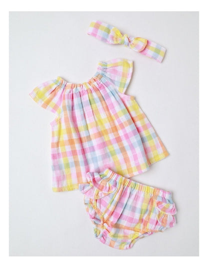Gingham Bloomer And Headband Set in Multi
