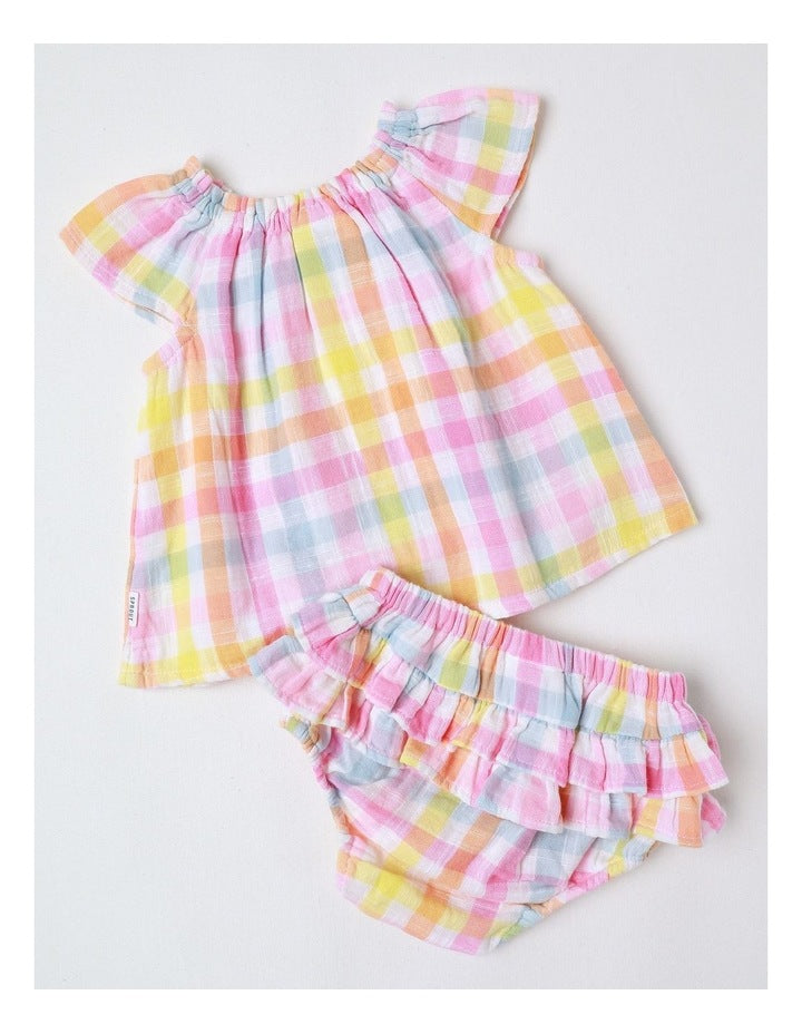 Gingham Bloomer And Headband Set in Multi