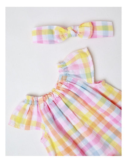 Gingham Bloomer And Headband Set in Multi