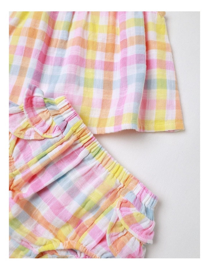 Gingham Bloomer And Headband Set in Multi