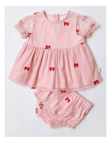 Chiffon Bow Set in Rose