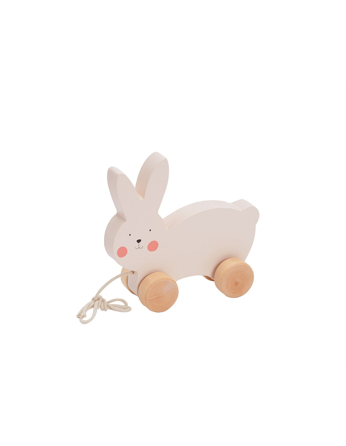 Charming Pink Wooden Rabbit Pull Along Toy