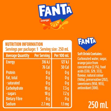 Fanta Orange Soft Drink Can 250mL