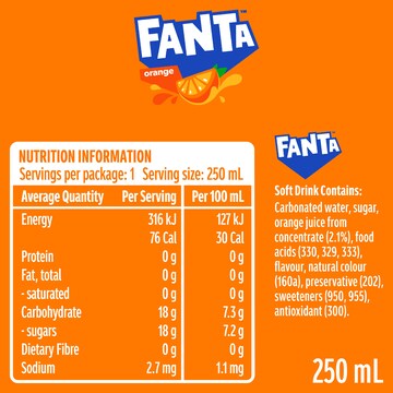 Fanta Orange Soft Drink Can 250mL