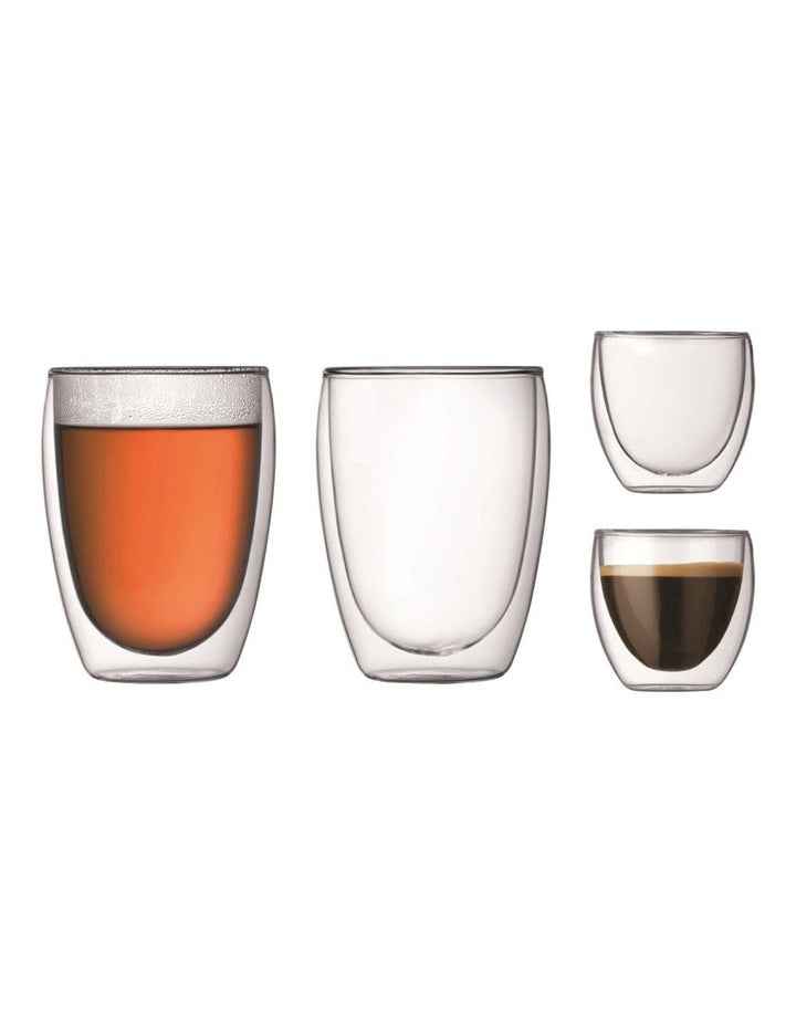 Bodum Pavina Double Wall Glass Set 2 x 350ml and 2 x 80ml