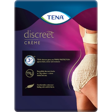 TENA Incontinence Pants Discreet Women High Waist Creme Size L 8 pack
