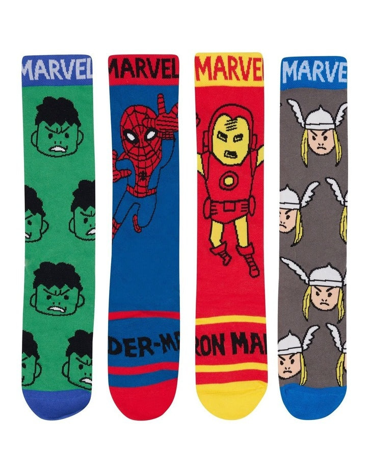 Mens Marvel Comics Crew Socks Box 4 Pack in Assorted 01