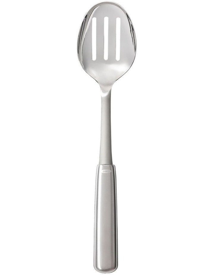 Steel Slotted Cooking Spoon in Silver