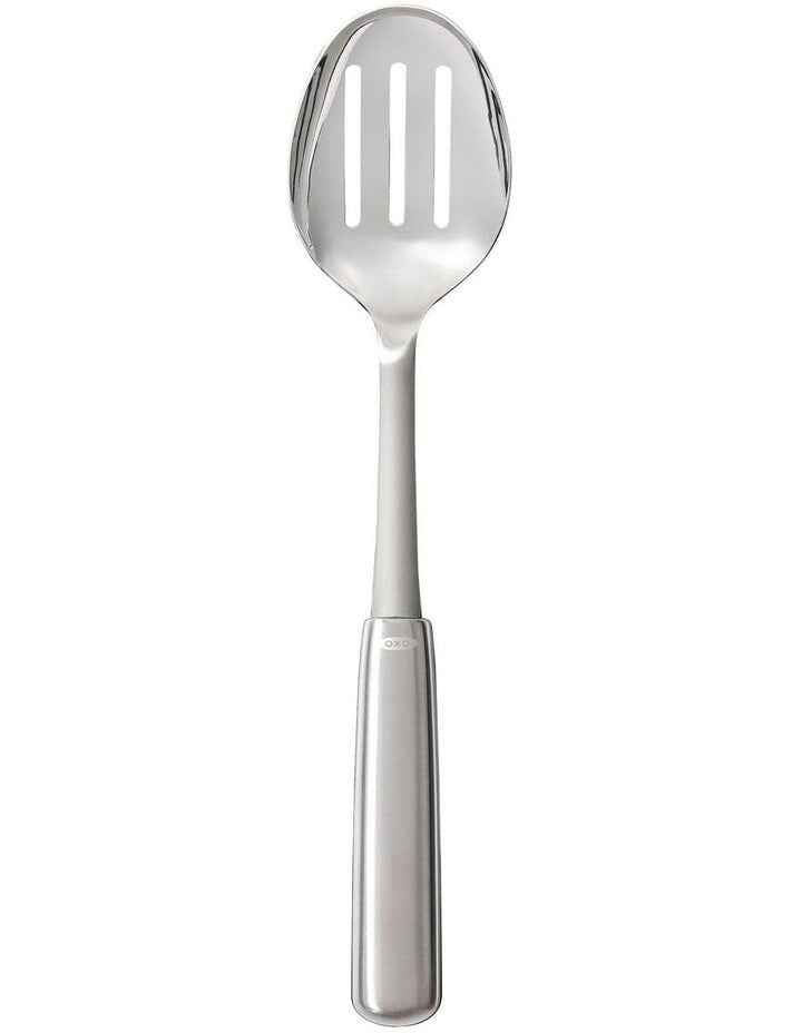 Steel Slotted Cooking Spoon in Silver