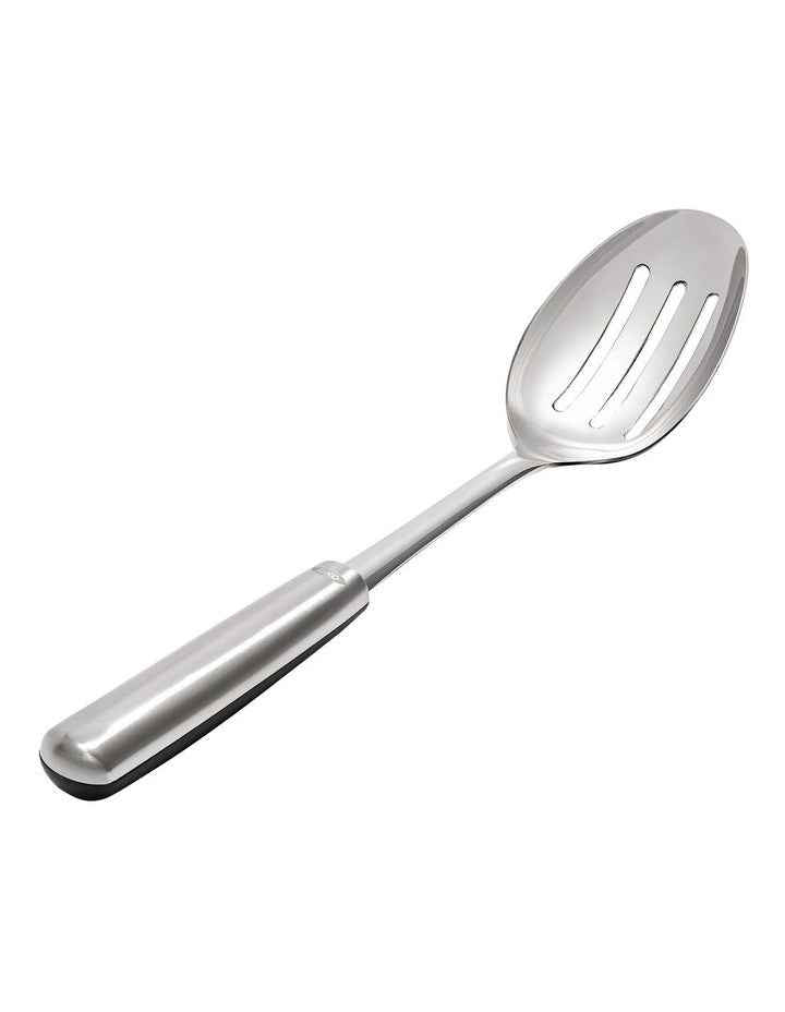 Steel Slotted Cooking Spoon in Silver