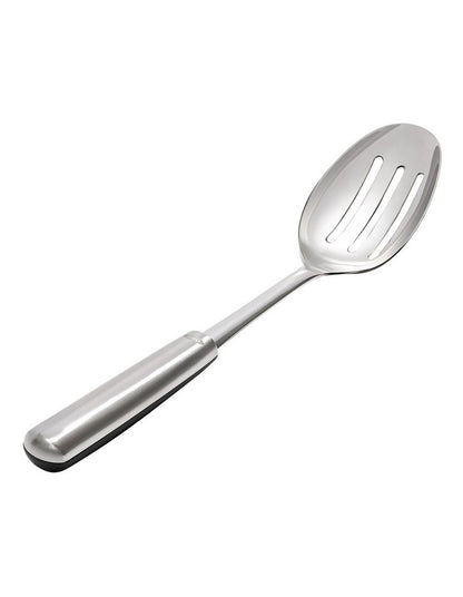 Steel Slotted Cooking Spoon in Silver