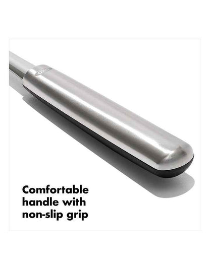 Steel Slotted Cooking Spoon in Silver