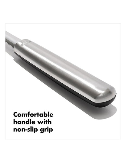 Steel Slotted Cooking Spoon in Silver