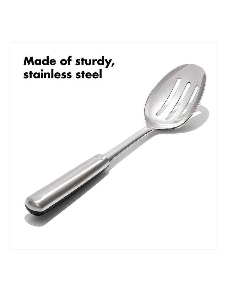 Steel Slotted Cooking Spoon in Silver