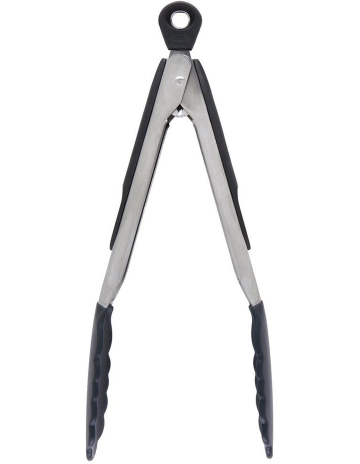 Tongs with Silicone Heads 23cm in Black