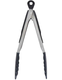 Tongs with Silicone Heads 23cm in Black
