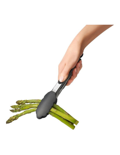 Tongs with Silicone Heads 23cm in Black