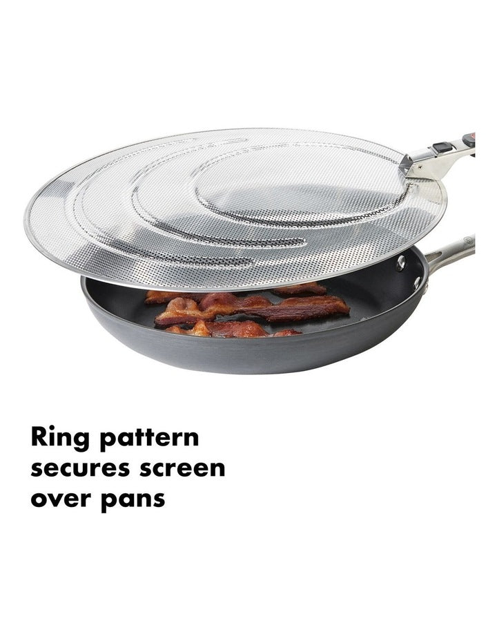 Splatter Screen with Folding Handle in Silver