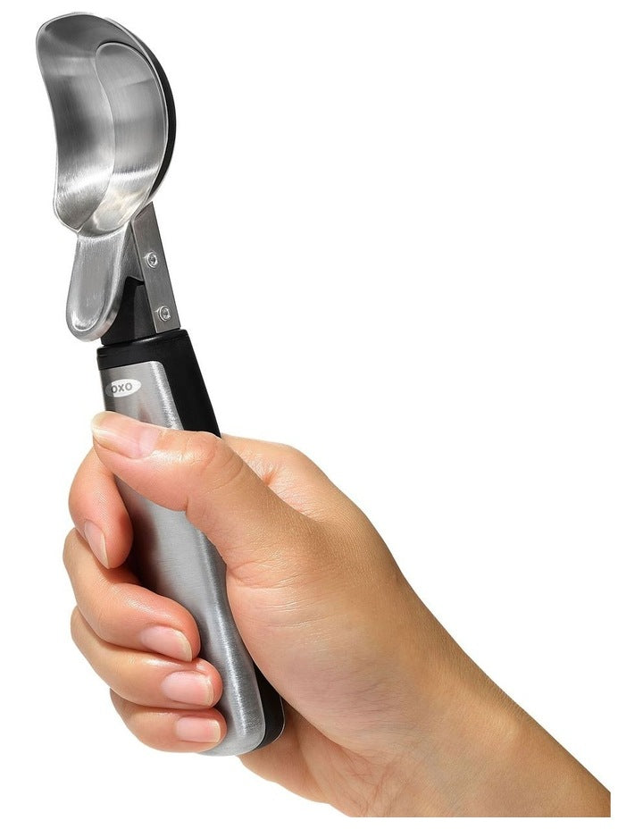 Steel Lever Ice Cream Scoop in Silver