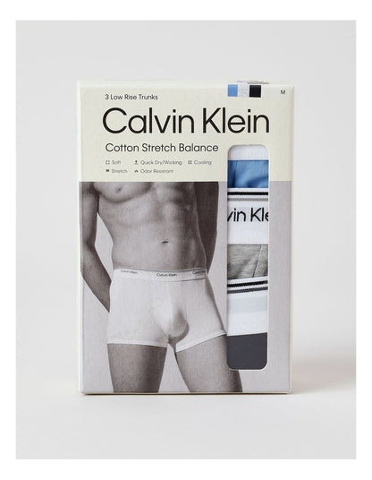 Balance Cotton Stretch Low Rise Trunks 3 Pack in Multi