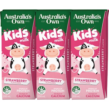Australia's Own Kid's Milk Strawberry Poppers 200mL x 6 pack