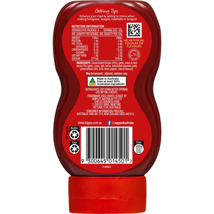 Leggo's Pizza Sauce Double Concentrate Garlic Onion & Herbs Squeeze 400g