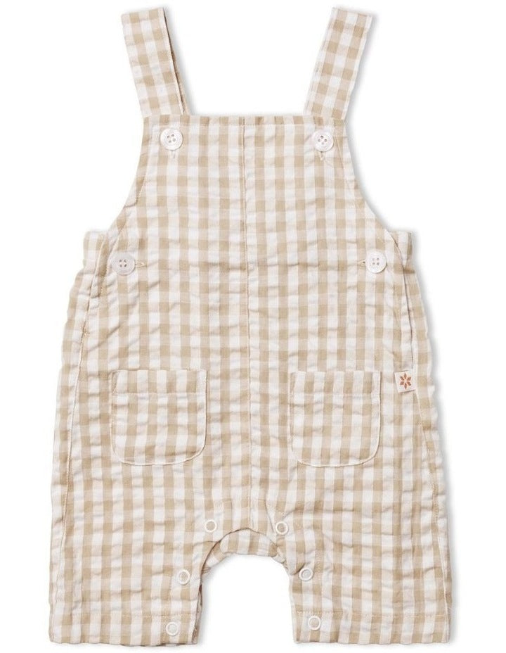 Endless Summer Nutmeg Gingham Overall in Cream