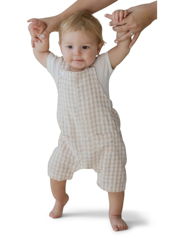 Endless Summer Nutmeg Gingham Overall in Cream