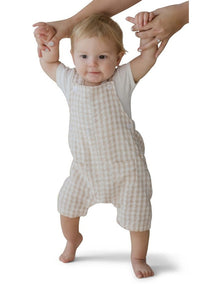 Endless Summer Nutmeg Gingham Overall in Cream