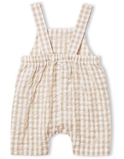 Endless Summer Nutmeg Gingham Overall in Cream