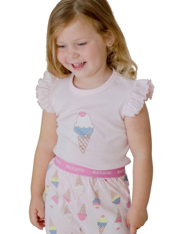 Frill Sleeve Pyjamas in Pink