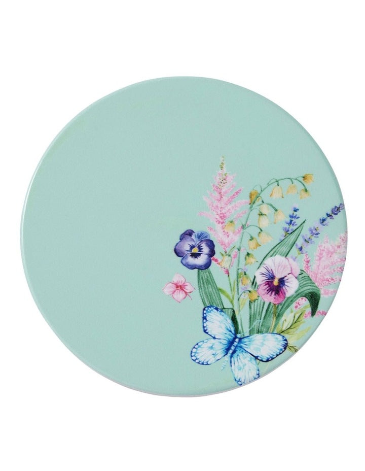 Botanica Ceramic Round Coaster 10cm in Aqua