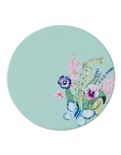 Botanica Ceramic Round Coaster 10cm in Aqua