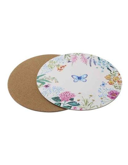 Botanica Round Cork Back Placemat 32cm Set of 4 Gift Boxed in Multi