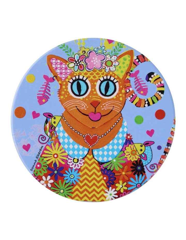 Donna Sharam Kaleidoscope Ceramic Round Coaster 10cm in Blue